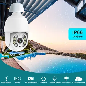 Clearance kamera bohlam 4MP WIFI PTZ 360 derajat, pelacakan otomatis penglihatan malam untuk keamanan rumah nirkabel