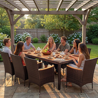 Ensemble de table et chaises de jardin en bois d'acacia de qualité supérieure, ensemble de table et chaises en rotin pour patio, jardin, cour