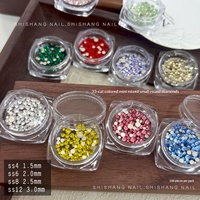 Paso Sico Flashy – Strass à dos plat pour nail art, 33 pièces, cristal K9, 8 mm, violet, rose clair, rouge rosé, champagne, multi-formes