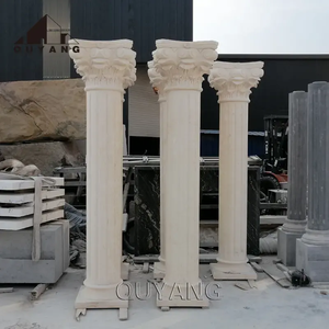 QUYANG, decoración de construcción al aire libre, piedra Natural Beige, Pilar romano griego, diseño de mármol, columna corintia para casa - Product Image 2