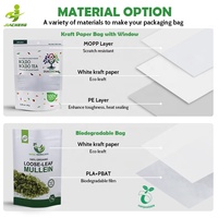Sachet d'emballage de thé en papier kraft écologique personnalisé mat refermable avec fermeture éclair et fenêtre transparente
