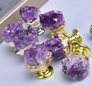 Amethyst alami Cluster kabinet pegangan pintu kabinet laci Amethyst Cluster kenop tarik pegangan - Product Image 4