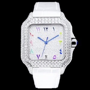 Montre en moissanite haut de gamme, automatique, mécanique, étanche, très vendue, design de luxe unisexe, chiffres romains, calendrier - Product Image 5