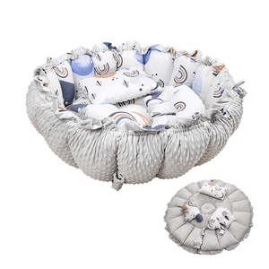 Nid douillet 2-en-1 Oeko-Tex pour nouveau-né, tapis de jeu matelassé à motif floral, <span class=keywords><strong>lit</strong></span>-nid portable et moderne - Product Image 2