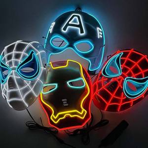 Masques de fête LED, masques lumineux pour Halloween, PVC Spiderman pour Captain America Avengers Flash, animation en plastique - Product Image 2