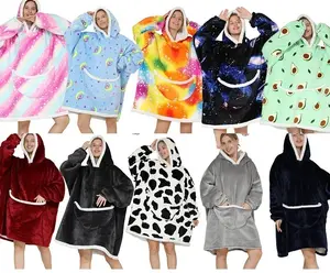 Одеяло с капюшоном, одеяло-пончо, мягкое толстое флисовое плюшевое теплое переносное одеяло, накидка с капюшоном и карманами, флисовая шаль, удобный подарок