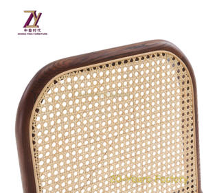 Chaise de salle à manger en grain de bois à cadre en aluminium de style moderne japonais - Product Image 6