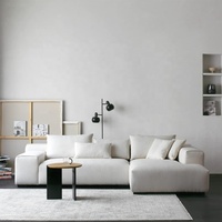 Canapé d'angle modulable convertible moderne avec chaise longue réversible, revêtement en tissu bouclé, pour sous-sol et école