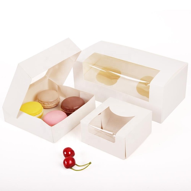 Biodegradable Slice White Cupcake Packaging Paper Box Food Grade with clear PLA Window