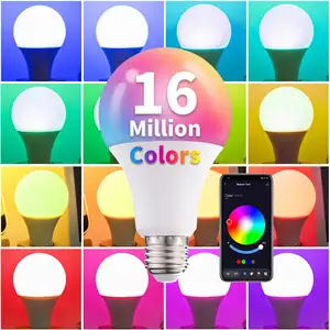 Fxpot Smart LED-Licht Mehrfarbig wechselnde Smart-LED-Glühbirne E27 RGB Dimmen BT-LED-Lampe Arbeiten Sie mit Alexa-Lampe