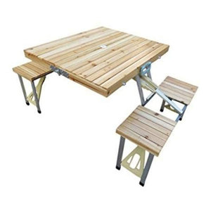 Camping En Plein Air de haute Qualité En Bois <span class=keywords><strong>Table</strong></span> de Pique-Nique Pliante avec 4 Sièges - Product Image 1
