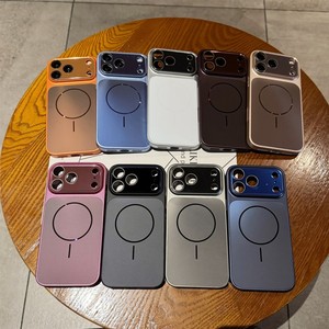 Coque de téléphone magnétique en verre mat couleur originale pour iPhone 18 17 16 15 14 Pro Max avec protection d'objectif givrée - Product Image 1