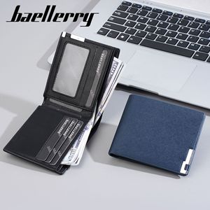 กระเป๋าสตางค์พับได้สำหรับผู้ชาย Baellerry หนัง PU ใส่บัตร สีดำ น้ำเงิน เทา สีพื้น ใส่ใบขับขี่ ใช้ได้ทุกวัน - Product Image 2