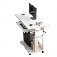 Table de chevet simple en bois massif, mobile, réglable, pour ordinateur portable et petit bureau, idéale pour maison de location