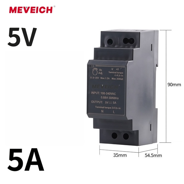 MEVEICH High Precision Mwish Hdr-30-5 30W 5V 5A Communication Equipment Din Rail Smps Switching Power Supply