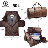 Sacs à vêtements de voyage pour hommes, sac de voyage en cuir pour vêtements, sac de costume convertible avec compartiment à chaussures pour les voyages d'affaires
