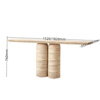 Pierre naturelle beige crème solide deux colonnes basses travertin table couloir console table marbre console table moderne