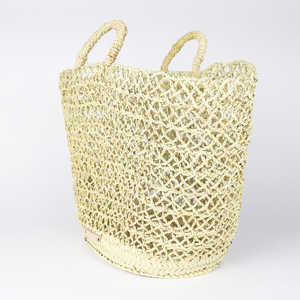Sac à main de plage tissé en paille française vintage pour femmes avec deux poignées de rangement d'été étanche - Product Image 1