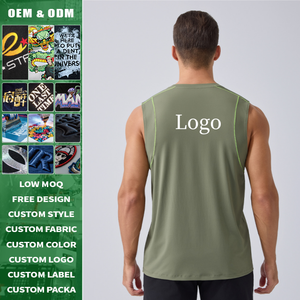 Camiseta sin mangas de punto de alta calidad con cuello de diseño, estilo raglán, ligera, de ajuste regular, de secado rápido, transpirable, de spandex/poliéster - Product Image 3