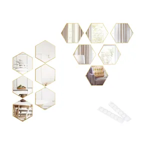 Custom Acryl 3d Geometrische Hexagon Spiegel 3d Muurstickers Diy Home Achtergrond Wanddecoratie Stickers