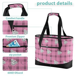 Aloha Cooler Tote Pink Palaka Picnic Beach Custom Logo Leakproof Insulated Bag Insulated Thermal Grocery Shopping Cooler Bag - Product Image 5