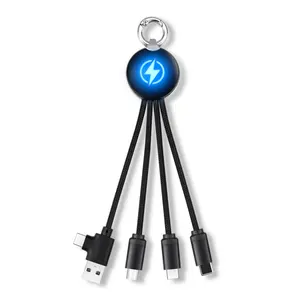 Vendita calda cavo del caricatore del telefono Business regalo Set 2A portachiavi a LED 3 in 1 cavo USB per gli uomini e le donne articoli da regalo