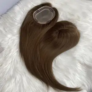 Topper de cabelo loiro para mulheres, topper de cabelo humano com cutícula virgem invisível HD, nó único, com alça