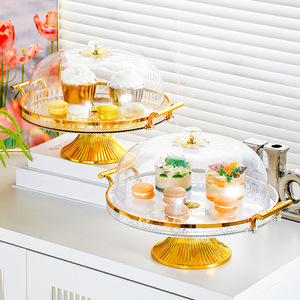 Round Plastic <b>Cake</b> <b>Stand</b> With Lid 2 Piece Set For Dessert Display - Product Image 2