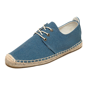 Mocasines de lona azul vaquero para <span class=keywords><strong>mujer</strong></span>, con punta cerrada, suela trenzada clásica, alpargatas, <span class=keywords><strong>zapatillas</strong></span> de verano para exteriores, zapatos casuales con <span class=keywords><strong>cordones</strong></span> - Product Image 2