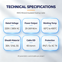 Cable Calefactor Aislado Mineral (MI) Antideflagrante con Cubierta de Acero Inoxidable SS304, Doble Núcleo, Resistente a Altas Temperaturas para Aplicaciones en Construcción