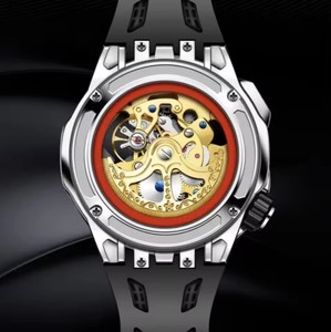 Montre-bracelet mécanique pour homme, style sport, design squelette ajouré, résistante à l'eau 30m, idéale pour le dropshipping - Product Image 6