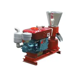 Mobile wood pelleting machine pelletizer small pellet mill diesel engine also for feed pellet