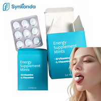 Comprimés de L-Théanine en gros avec Vitamines B6 et B12, Bonbons à la Menthe, Complément Énergétique, Soutien Énergie et Concentration, Menthes Sans Sucre