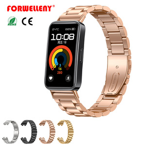 Forwelleny Bracelet de montre intelligent en acier inoxydable léger <span class=keywords><strong>4</strong></span> couleurs Bracelet de montre de remplacement pour <span class=keywords><strong>Huawei</strong></span> <span class=keywords><strong>Band</strong></span> 10/9/8 - Product Image 1