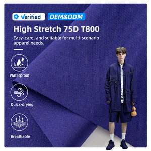 Livraison rapide, tissu extensible haute performance 75D T800 100% polyester imperméable pour vêtements de sport d'extérieur - Product Image 1