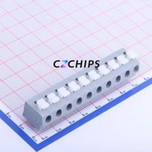 KF202-7.5-10P Spring Terminal Block Through hole Component (THT),P=7.5mm Connector 1x10P 7.5mm Gray 10P - Product Image 1