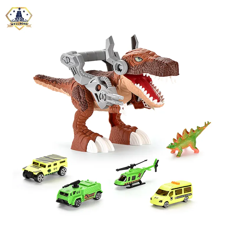 تصميم جديد مدينة نموذج لينة البلاستيك ديناصور التحكم اليدوي لعبة على شكل ديناصور الحرة عجلة مجموعة سيارة للطفل
