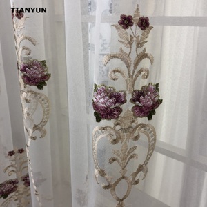 Décoration d'intérieur, rideau en voile semi-transparent <span class=keywords><strong>à</strong></span> fleurs brodées tissées pour la maison - Product Image 4