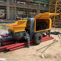 Pompe à béton sur remorque WANCHANG 10m/h à moteur diesel, haute efficacité, granulométrie max. 20mm, certifiée CE, 30m de hauteur verticale pour maisons rurales