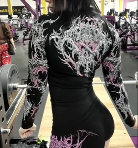 Haut de compression à manches longues pour homme, coupe ajustée, avec motif géométrique des lignes musculaires, idéal pour la remise en forme, la gym, l'entraînement et la course à pied toute l'année - Product Image 5