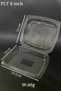 Boîte à gâteau jetable pour salade de fruits coupés PET de 8 pouces, emballage à emporter carré transparent à charnière, récipient alimentaire en plastique PET inviolable - Product Image 5