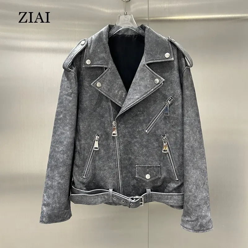 Оптовая продажа кожаная куртка для женщин модная кожаная мотоциклетная куртка плюс размер искусственный материал кожаная куртка