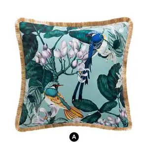 天鹅绒靠垫套天然雨林系列装饰枕套沙发椅沙发绿色抱枕