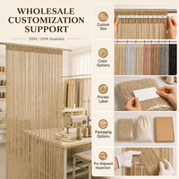 Rideau à franges décoratif en polyester avec passe-tringle 100x200cm pour porte et séparateur de pièce, vente en gros