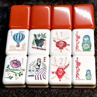 Ensemble de Mahjong Américain de Luxe Personnalisé pour Voyages Mondiaux, 166 Tuiles, Matryoshka Dragon Joker, Acrylique 4 Couches, Vente en Gros OEM