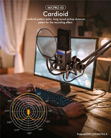 Ayarlanabilir X3 USB Kondenser Mikrofon, Metal ve ABS Kolu ve Ses Kontrolü ile Özel Tasarım, Kayıt, Oyun ve Podcast Çekimleri için
