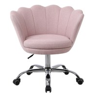 Nouveau Fauteuil de Manucure Rose en Tissu Velours avec Pieds Pivotants Chromés pour Client de Salon de Manucure - Vente Flash