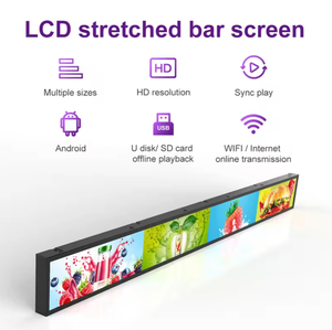 Android28.1inch siêu mỏng màn hình cảm ứng <span class=keywords><strong>LCD</strong></span> hiển thị trong nhà trong suốt kỹ thuật số Kệ cạnh quảng cáo Stretch Bar - Product Image 4