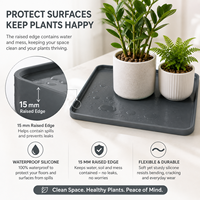 Sous-plate en silicone pour pot de fleurs, avec rebord surélevé, imperméable, anti-fuite, facile à nettoyer, protection de table
