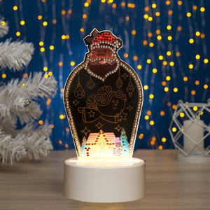 Bricolage 5d Diamant Peinture Led Lumière Veilleuse Père Noël Cristal Diamant Broderie Belle Lampe De <span class=keywords><strong>Table</strong></span> Décoration De La Maison Cadeau De Noël - Product Image 3